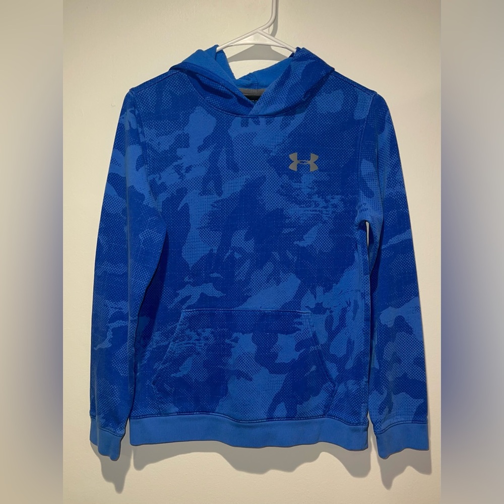 Under Armour Kids Vibrant Blue Patterned Hoodie Size YLG